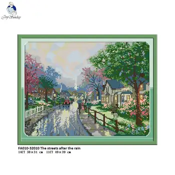 

Joy Sunday Cross-stitch kits,DIY Hand Cross Stitch,Set Embroidery Suit,The Streets After the Rain Enough Canvas for Embroidery