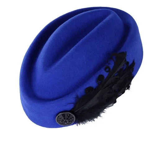 Новинка, осенне-зимний женский берет, британский стиль, элегантная шерстяная шапка с перьями, женские шапки, винтажные, в стиле Одри Хепберн, шляпа Хомбург CP009