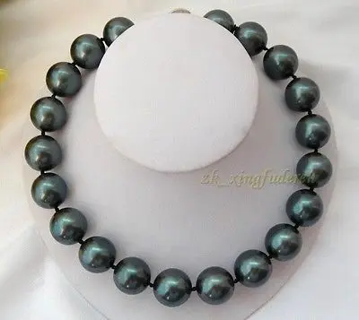 

FREE SHIPPING>>>@@ N12 Elegant Huge 16mm round black south sea shell pearl lady's party necklace 18AAAstyle Fine Noble real Natu