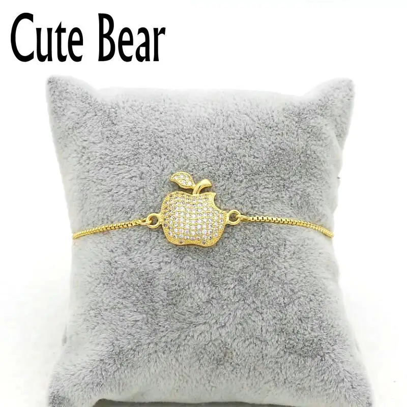 

Cute Bear Brand Creative Micro Pave CZ Zircon Apple Bracelet Women Jewelry Fashion Box Chain Bracelet Men Jewelry Lovers Gift