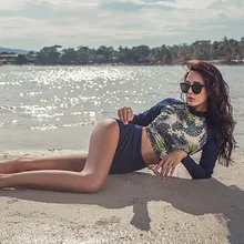 2019 新しい夏の女性水着水着浴女スーツ水着 biquini 女性のサーフビーチ太陽保護服ウェットスーツ(China)