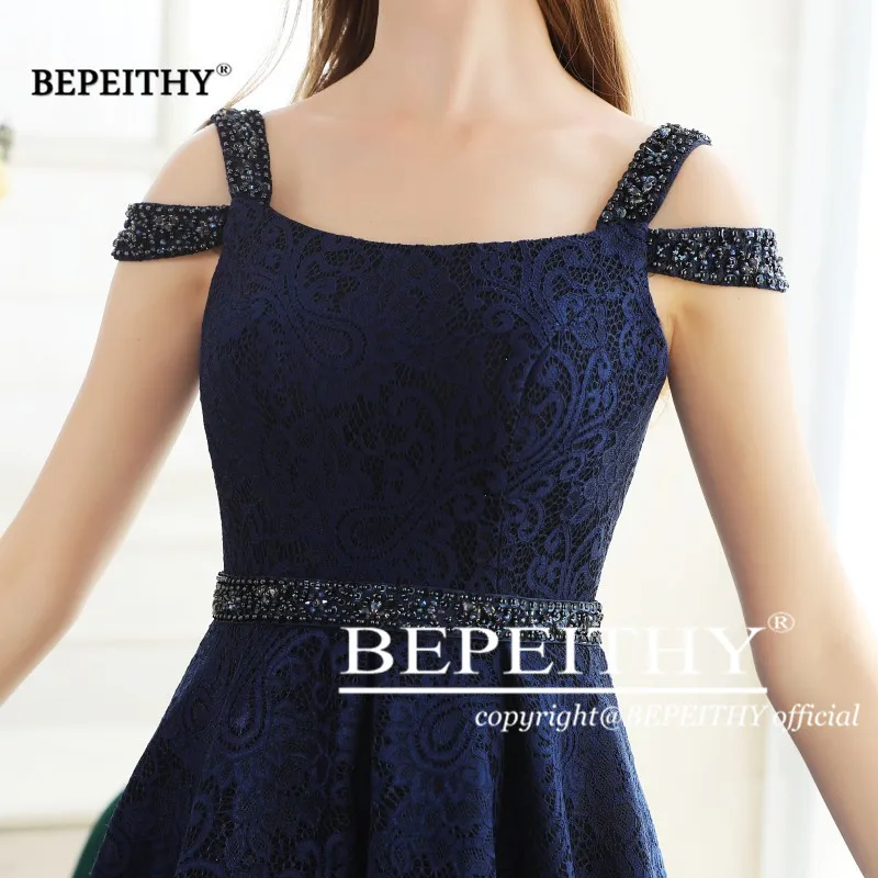 BEPEITHY темно-синее кружевное сексуальное платье для выпускного вечера с поясом из бисера Robe De Soiree сексуальное длинное вечернее платье с открытой спиной Элегантные вечерние платья