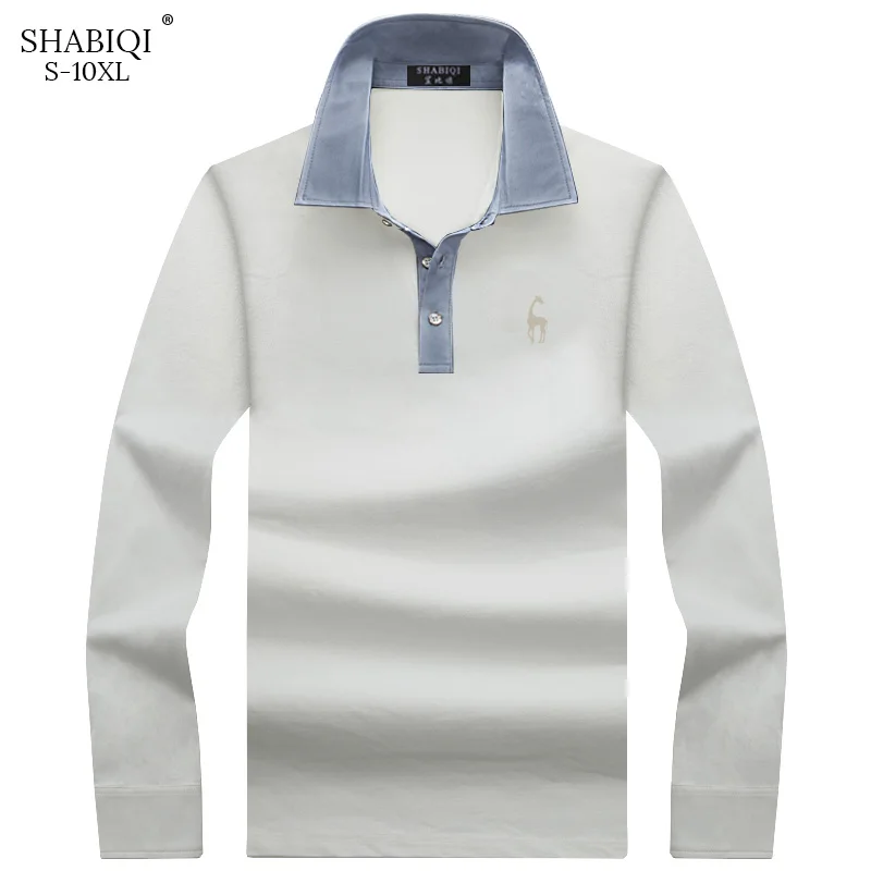 Мужская рубашка-поло SHABIQI Однотонная с длинным рукавом Camisa повседневная