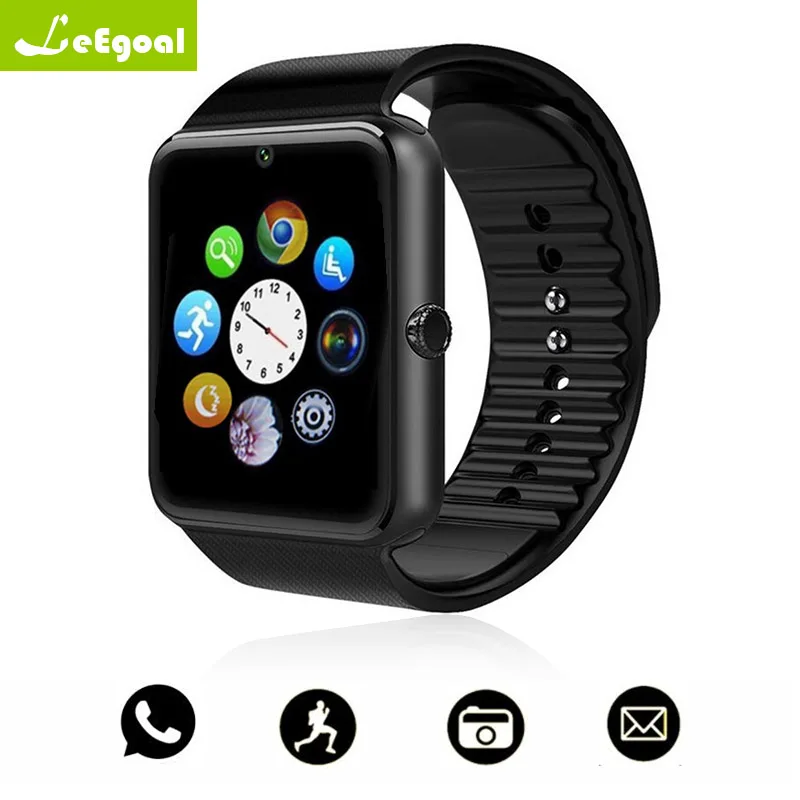 Leegoal Bluetooth Смарт часы для мужчин GT08 с сенсорный экран большой батарея поддержка TF