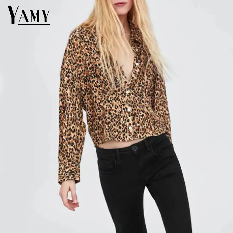 Blusas mujer de moda 2018 шифоновые блузки женские топы и повседневные блузы леопардовая