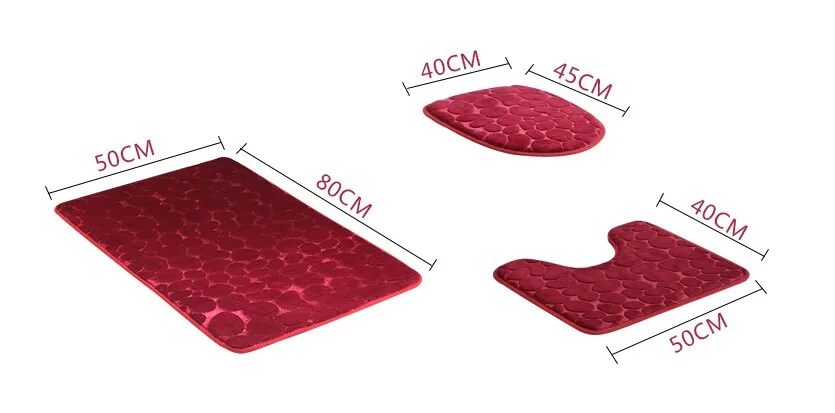 3 шт./компл. кубический рисунок с крупной галькой коврик для ванной фланелевый контурный коврик крышка для унитаза ковер набор для ванной комнаты