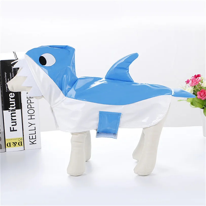 Cute Shark Cosplay Raincoat for Dogs Outdoor Hooded Dog Raincoat Waterproof Summer Clothes for Dogs Dropshipping #F#40AT14 (5)