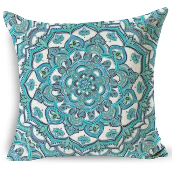 

Quality cushion with Mandala printing fine cotton linen sofa cushions pillowcase seat chair home decorative throw pillows 18x18"