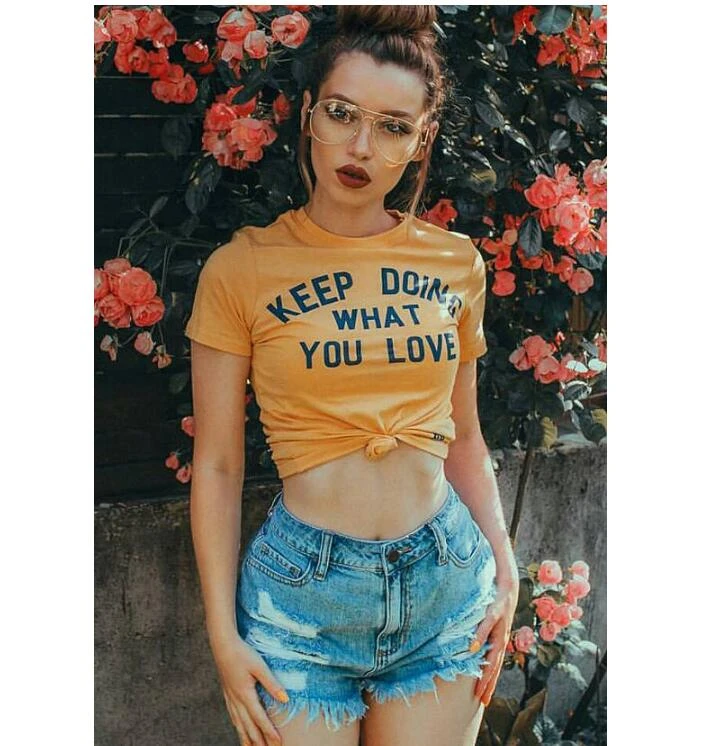 Camiseta con estampado DOING WHAT YOU LOVE", camiseta dorada, Tops informales de manga corta, ropa ropa, ropa, Envío Gratis|love t- sleeve toptumblr clothing - AliExpress