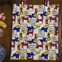 Yile вручную хлопок холст эко-сумка ручная сумка с принтом синие желтые розовые Cat 1745c