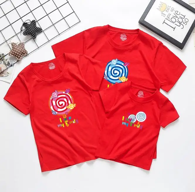 Одинаковая одежда для всей семьи; 1 предмет; семейная летняя футболка с короткими рукавами; одежда для мамы, дочки, папы и сына - Цвет: Red