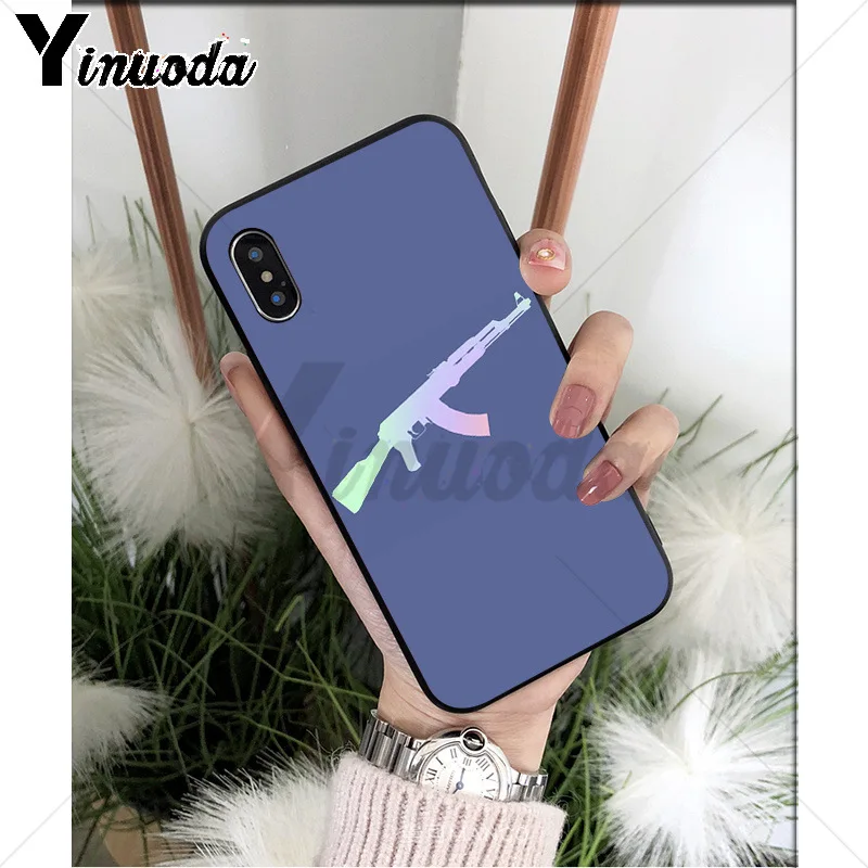 Yinuoda AK47 пистолет ТПУ Мягкий силиконовый чехол для телефона чехол для iPhone X XS MAX 6 6s 7 7plus 8 8Plus 5 5S SE XR