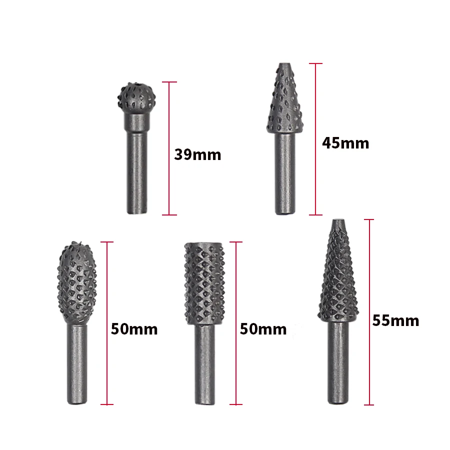 5 шт., 6 мм, плотничьи инструменты для работы с деревом, сверла, инструменты для резьбы по дереву, набор сверл, микро режущий инструмент, роторный заусенец для Dremel