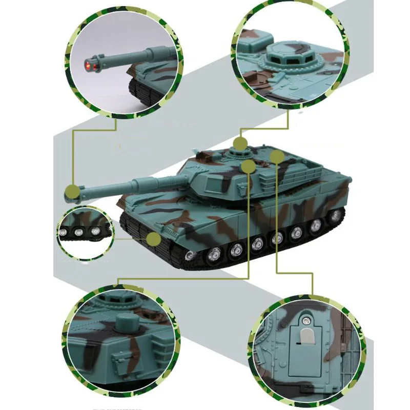 Четырехполосный пульт дистанционного управления Танк моделирование военная модель беспроводной электрический пульт дистанционного управления автомобильный свет музыкальный Танк детская игрушка Gft