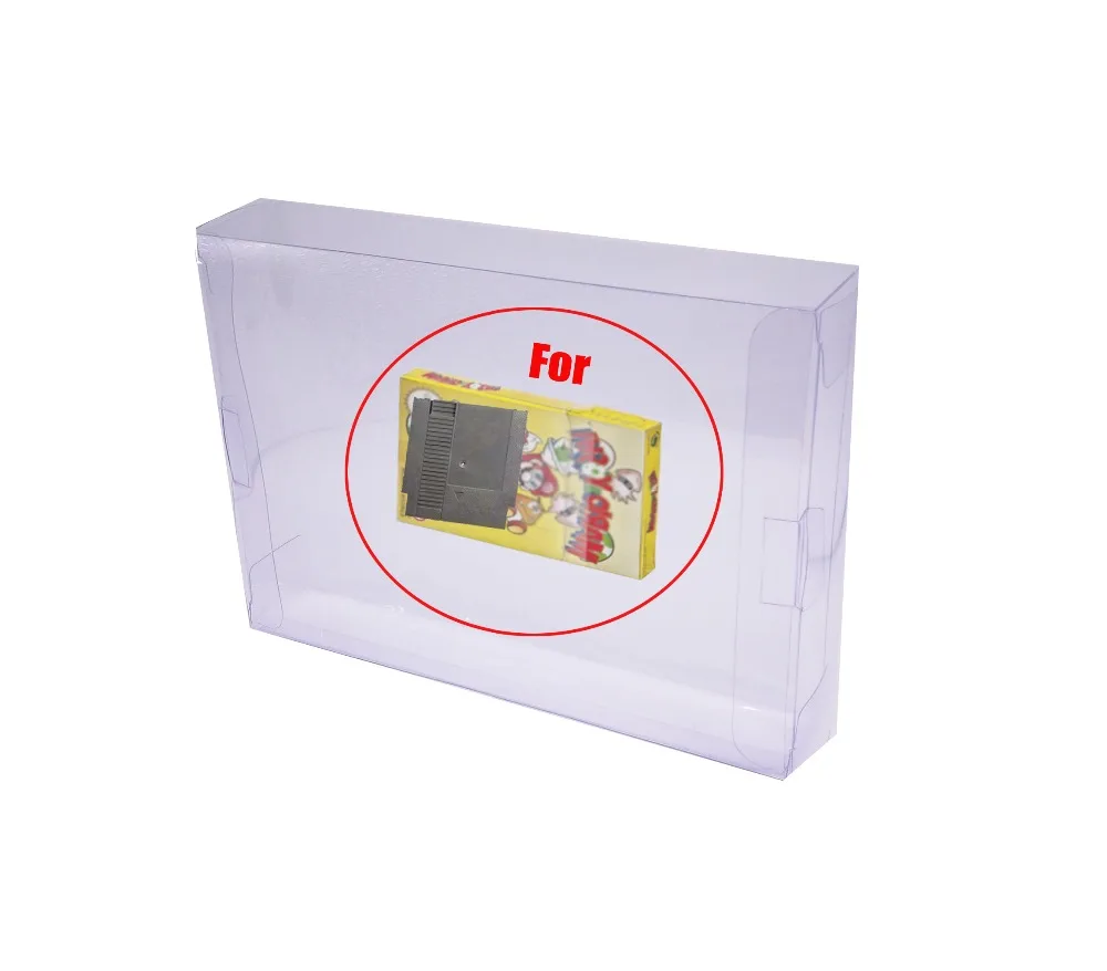

H 10Pcs Clear Blue Box Case Sleeve CIB Protector for NES Games Cartridge Box