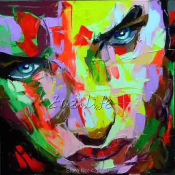 

Palette knife portrait Face Oil painting christmas figure canva Hand painted Francoise Nielly wall Art picture for living room90