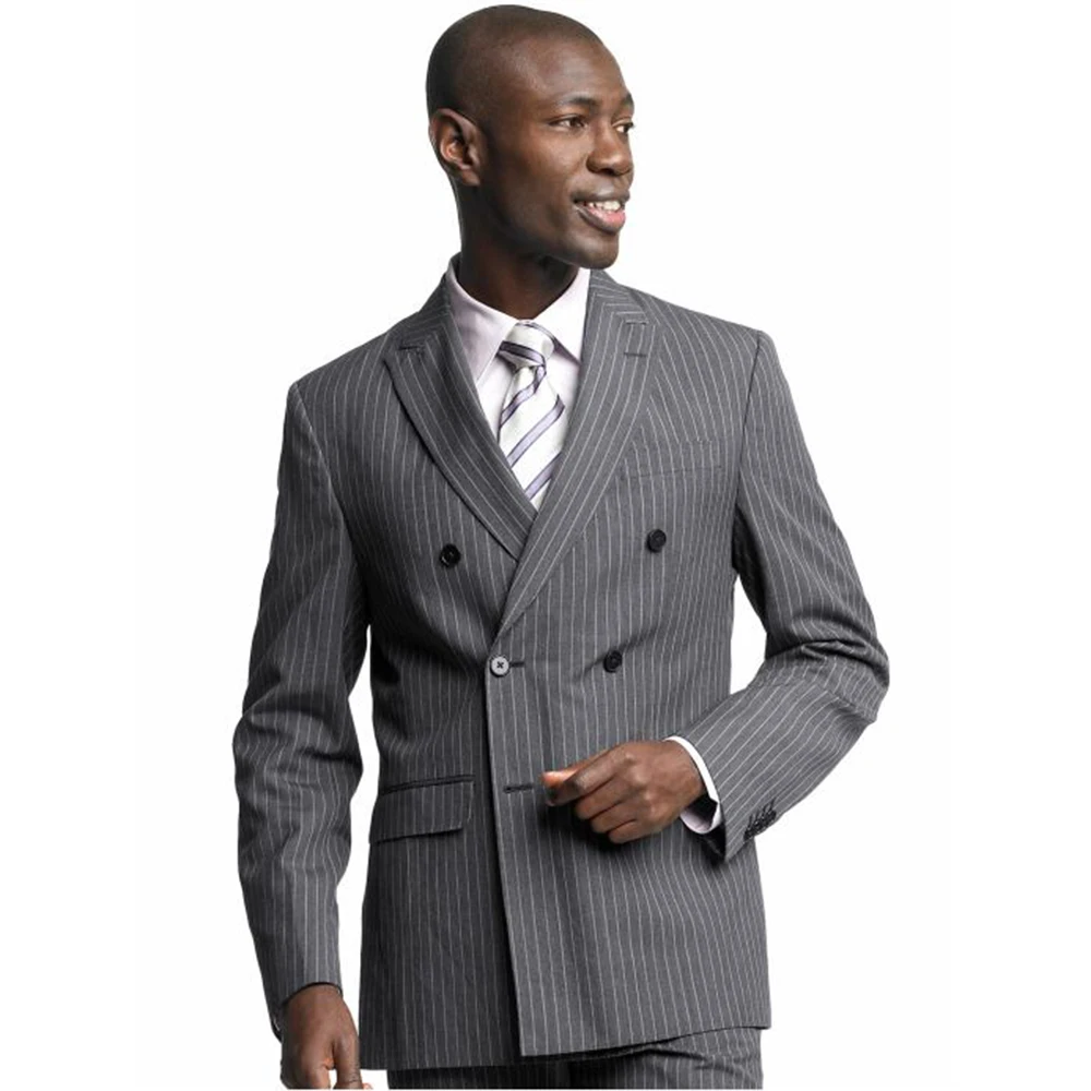 Custom Made Vestito Degli Uomini Del Vestito 2019, Su Misura A Doppio Petto  Vestito Grigio Gessato Tuxedo Wedding, degli Uomini classici Abiti Da Sposa  Per Gli Uomini|suit men|suit standsuits made in china -