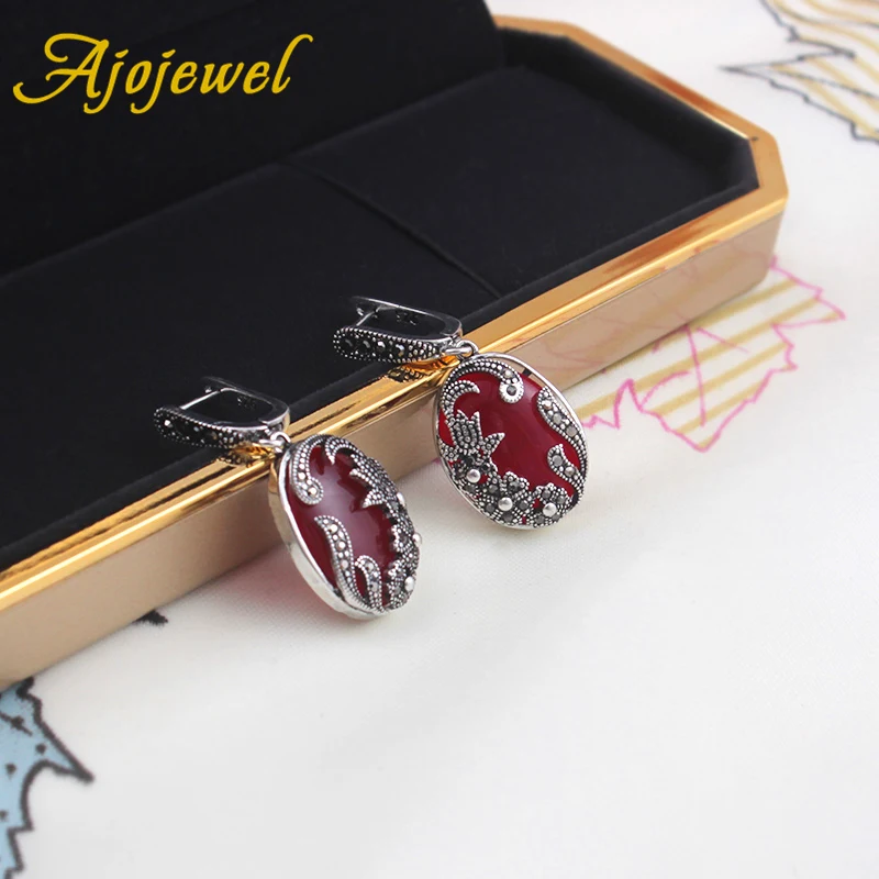Женские винтажные серьги с цветком Ajojewel черные стразы