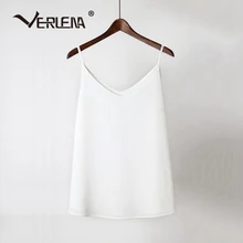 Двухслойная натуральный шелк женская рубашка VERLENA майка без рукавов однотонная черная белая блузка модная уличная одежда летние топы