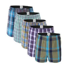 5 pcs Mens Underwear Boxers Shorts Casual Cotton Sleep Underpants Quality Plaid Loose Comfortable Homewear Striped Arrow Panties(China)