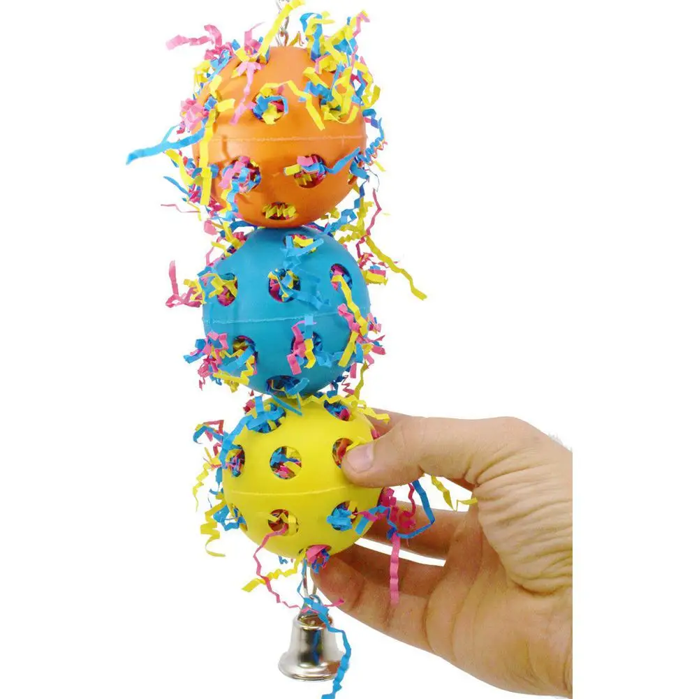 

Adeeing Pet Chewing Ball Toy with Colourful Scrip for Bird Parrot Supplies 4*4*25cm 28g