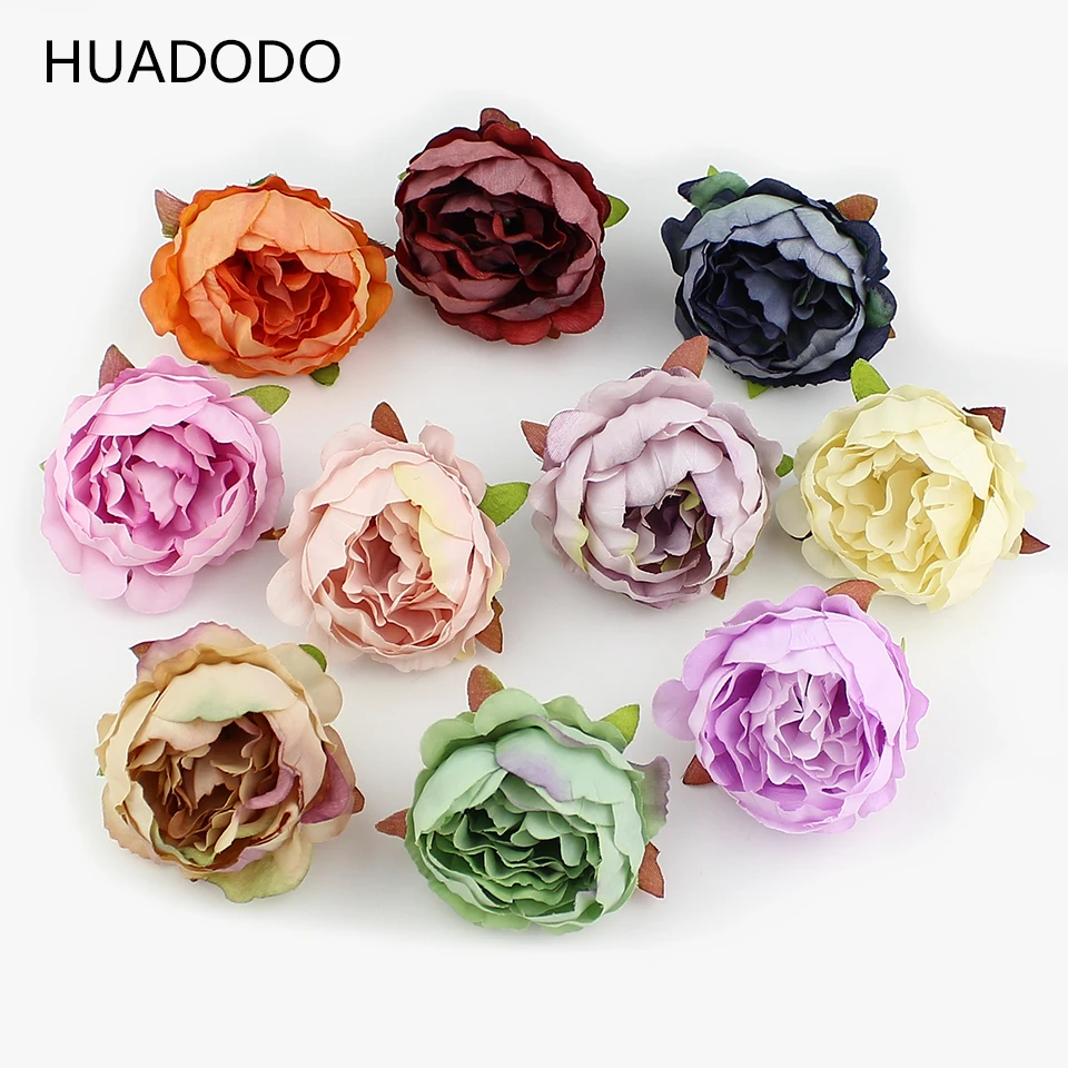 HUADODO 10 pieces 5cm Peony flower head silk Artificial Flowers For Wedding Decoration DIY Decorative Wreath Fake Flowers HUADODO 10 pieces 5cm Peony flower head silk Artificial Flowers For Wedding Decoration DIY Decorative Wreath Fake Flowers