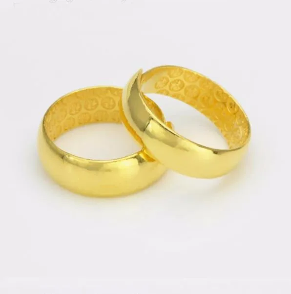 Пара из чистого 999 твердого 24 К желтого золота кольцо Мужская гладкая обручальное кольцо