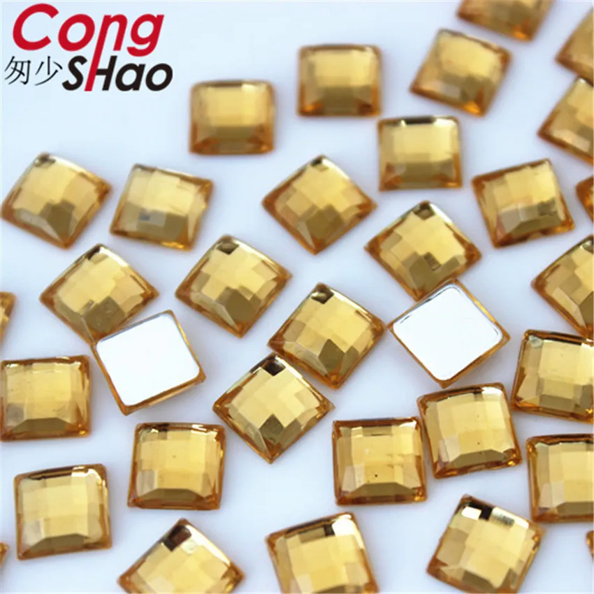 Cong shao 300 шт 8 мм квадратной формы цветные акриловые искусственные бриллианты аппликация камни и кристаллы драгоценные камни плоская полированная задняя поверхность для поделок YB714