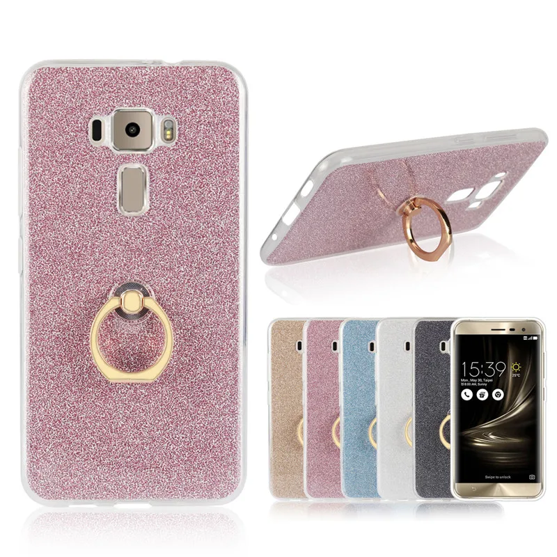 

Holder Soft Silicone Ring Case For Asus Zenfone 3 ZE520KL Case Back Cover For ASUS Zenfone3 ze520kl Glitter Phone Protector Case