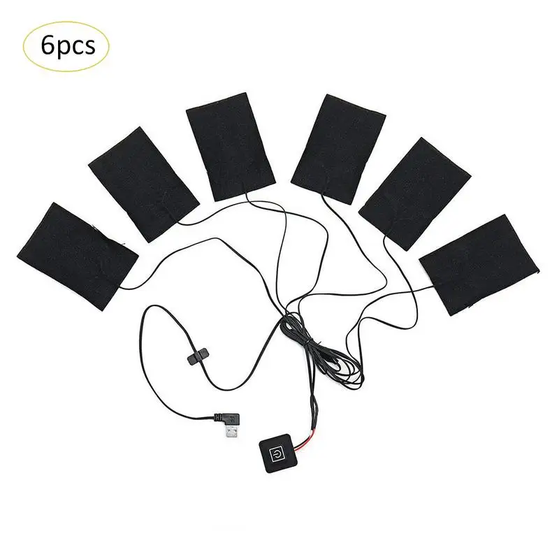 6 в 1 USB Электрический одежда грелку углеродного волокна с подогревом одежда площадки с регулируемым третий Шестерни коврик лист нагреватель - Цвет: Black