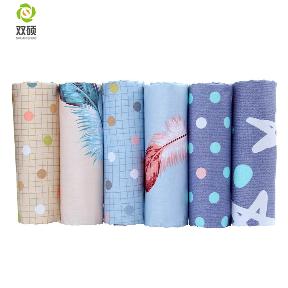 

Shuanshuo Feather Twill Cotton Fabric,Patchwork Cloth,DIY Sewing Quilting Fat Quarters Material For Baby Cloth 6PCS 40x50CM