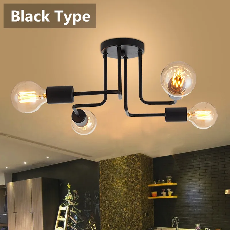

No Bulb 4/6/8 Multi-pole Dome Night Light Ceiling Lamp Wrought Iron E27 Modern Bar Coffee Lamp Kitchen Lamp Black/White