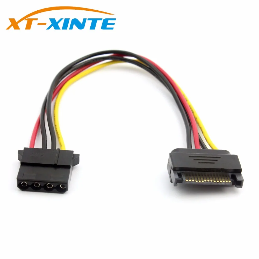 IDE to SATA Large 4Pin to SATA Power Cable 15Pin Male to 4Pin Famale Adapter Reverse Wire Line SATA Connector 20cm for Mining