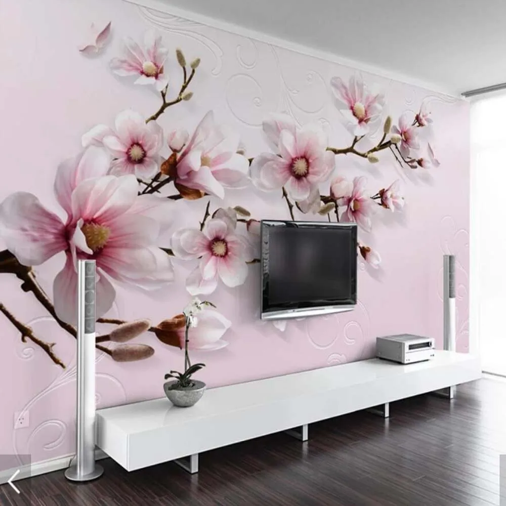 3D Pink Lily Flower Wallpaper Murals Home Art Wall Decals Mural for