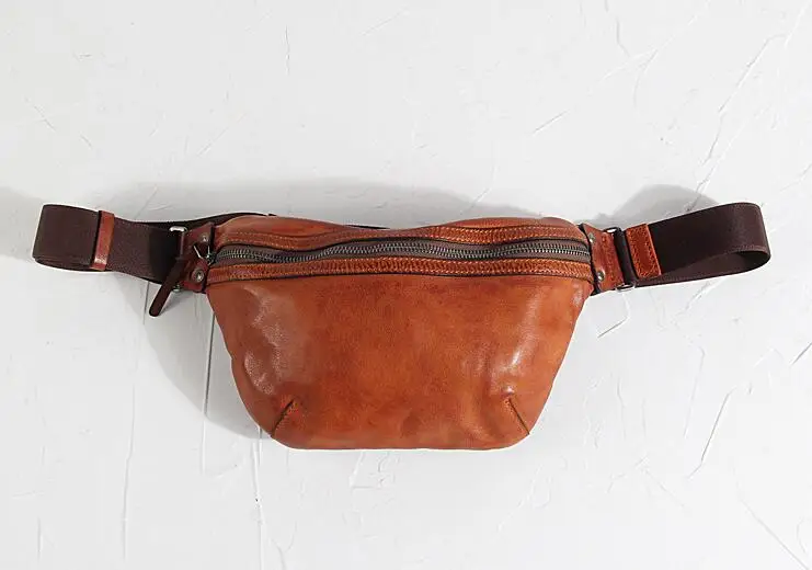 Винтажная ручная сумка унисекс для отдыха с ремнем, поясная сумка из коровьей кожи