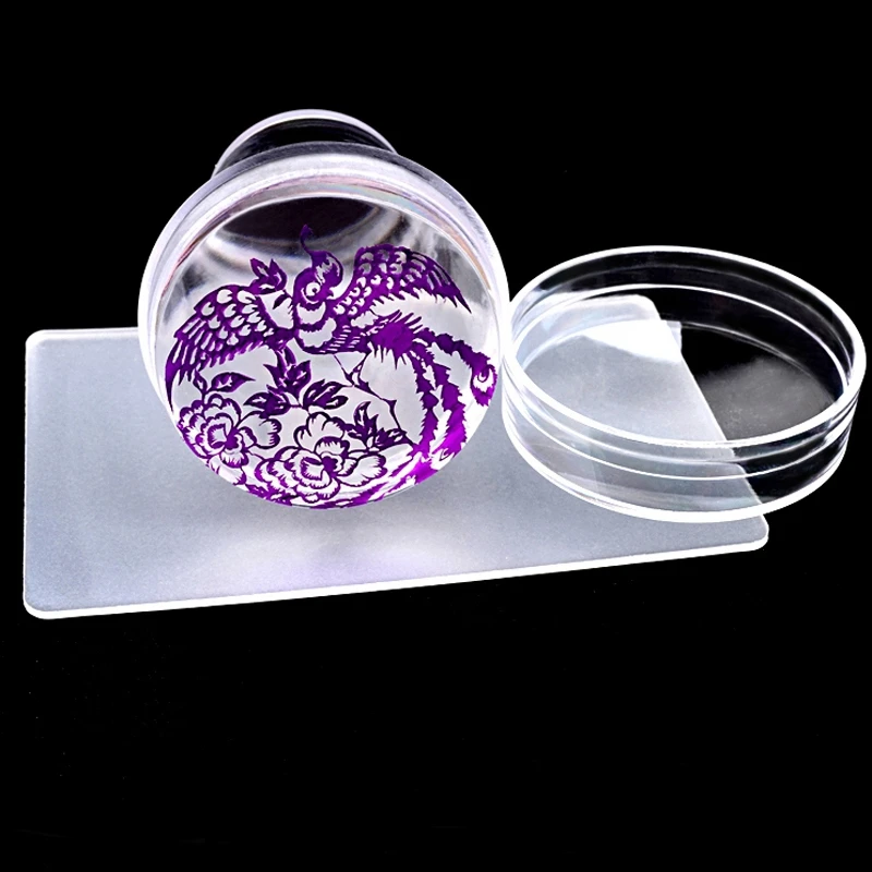 

1 Set New DIY Plastic Nail Art Stamping Image Plate Transfer Stamper Scraper Manicure Tool 2.8/4.0cm