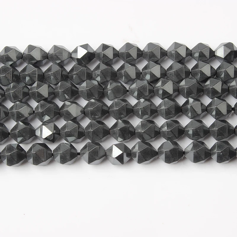 

LanLi 8mm fashion natural Jewelry faceted Hematite stones Loose beads DIY bracelet Necklace Stud earrings accessories