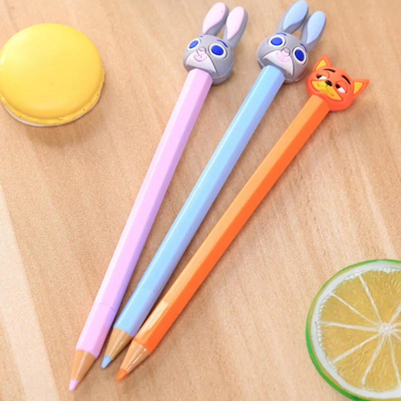 

4 Pcs/set Cartoon Animal Rabbit Fox Gel Pens Pencil Styling Kawaii Student Stationery Office School Learn Writing Supplies Gift
