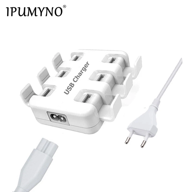 

IPUMYNO 6 Ports 8A US/EU Plug Multiple Wall USB Charger Smart Adapter Mobile Phone Tablet Charging Device for Smartphone Tablets