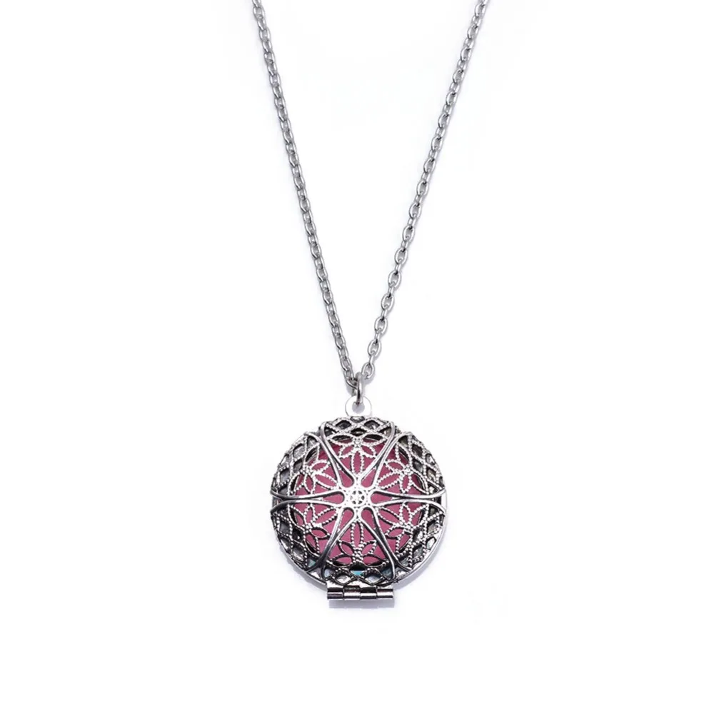 

Aromatherapy Locket Necklace Silver/Bronze color with Madala Flower Shaped Pendant Oil Essential Diffuser Necklace for Women