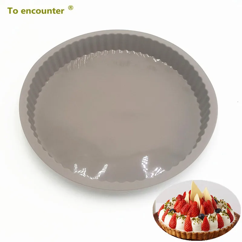 

To encounter 27*27*3CM 130G Big Round Shape 3D Silicone Baking Cake Mold Silicone Cake Pans Pizza Dishes For Bakeware