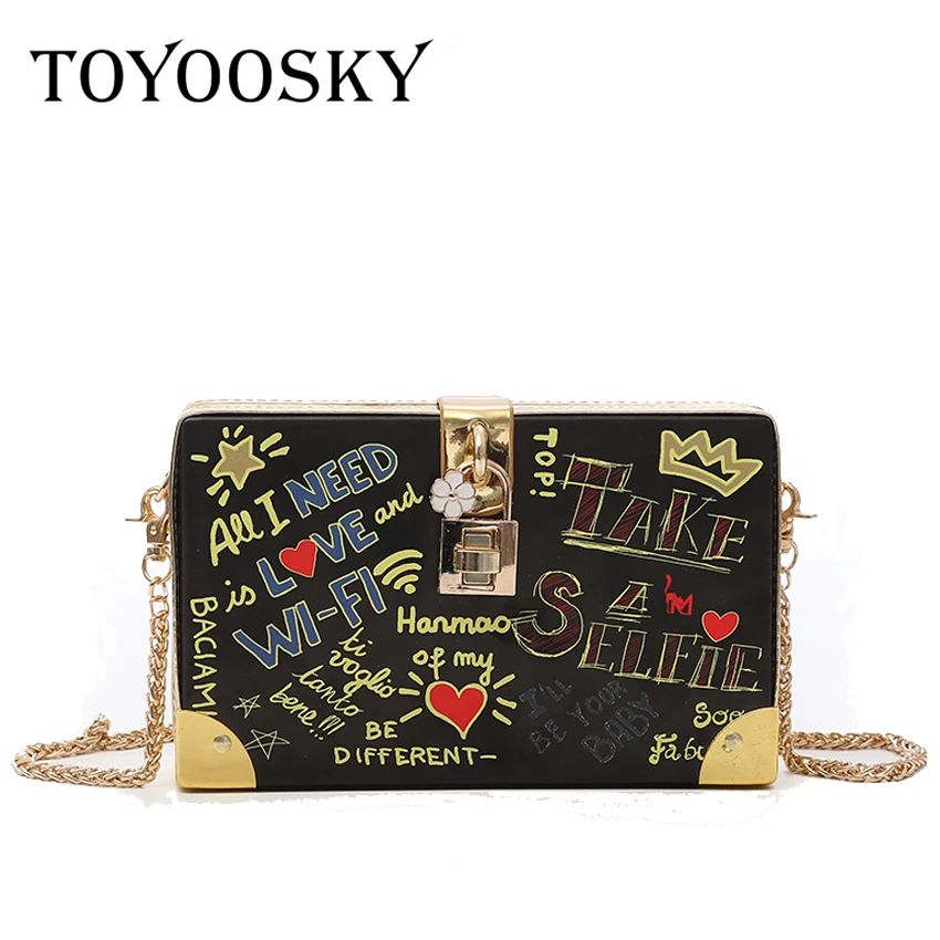 Модная женская сумочка TOYOOSKY вечерняя сумка через плечо с надписью на замке и