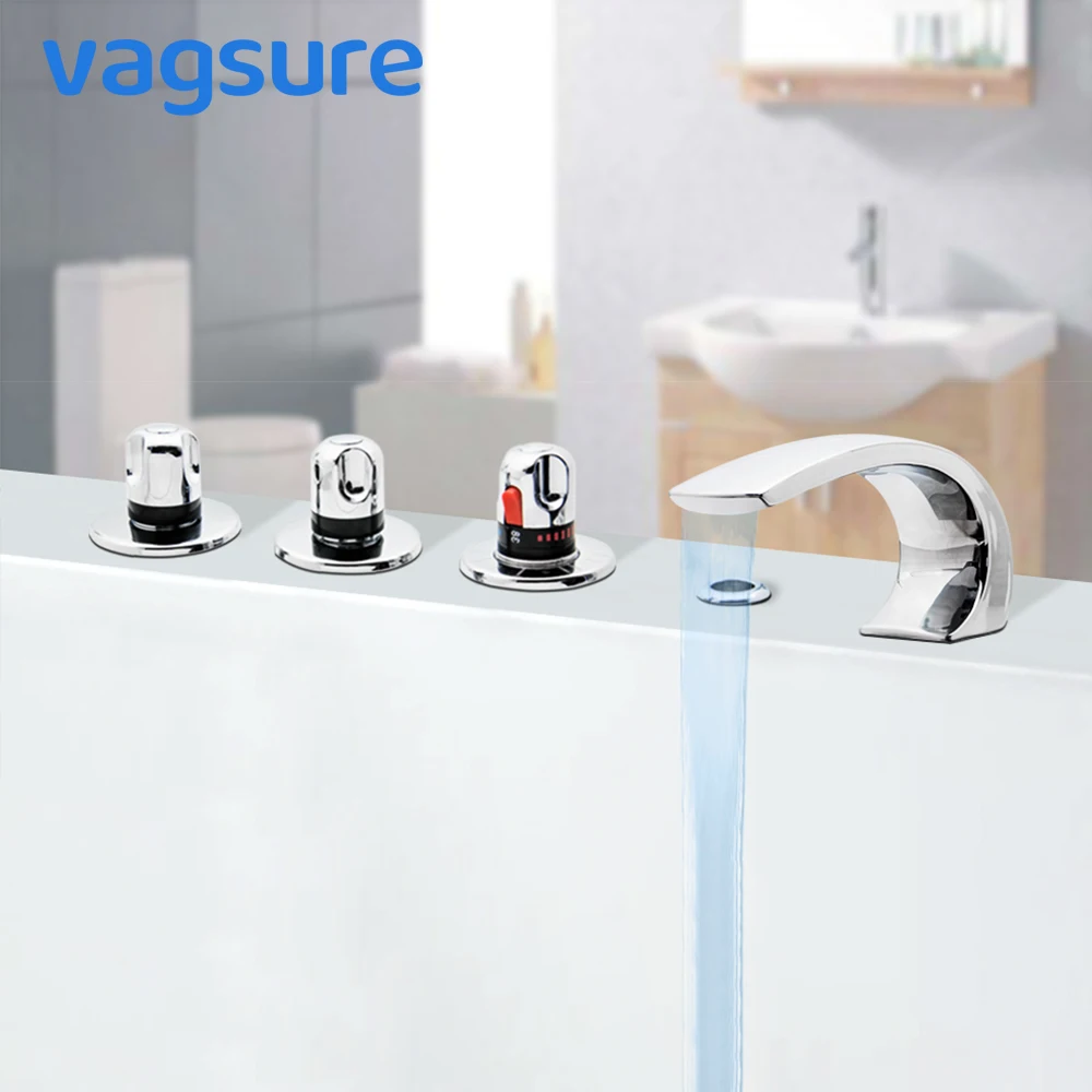 Латунный хромированный Латунный картридж термостатический кран для ванной водопад смеситель набор для ванны душ и вода массаж