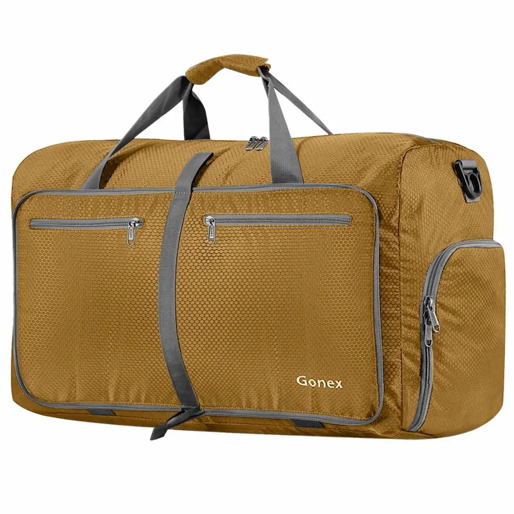 Gonex 80L, модные мужские дорожные сумки, большой нейлоновый чемодан, сумка для спортзала, выходных, отдыха, деловой поездки - Цвет: Gold