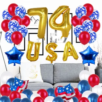 

59pcs/set 18inch Foil Latex Balloon National Day USA Patriot American Star Round Balls Balloons Air Globo Party Favor Decoration