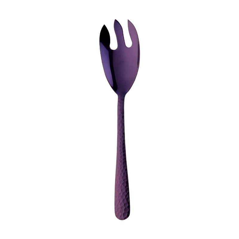 12 дюймов Большая Сервировочная Ложка Вилка красочные удивительные радуги салат сервер столовая ложка нержавеющая сталь столовая Kitechen посуда - Цвет: Purple-Fork