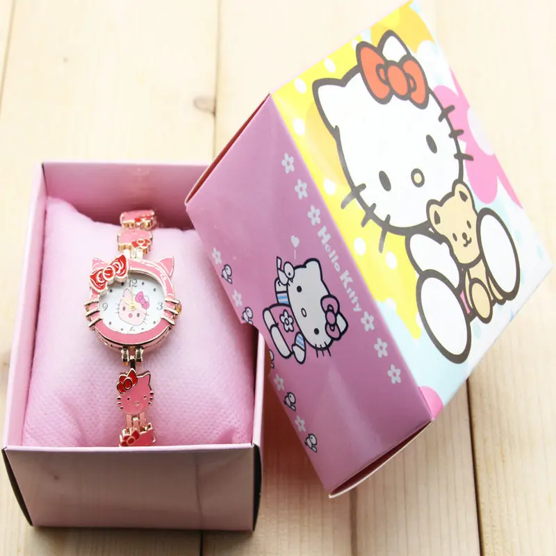

2018 new Hello Kitty Watch Kids Cute Children's Watches Cartoon Bracelet Girl Baby Clock in box watch