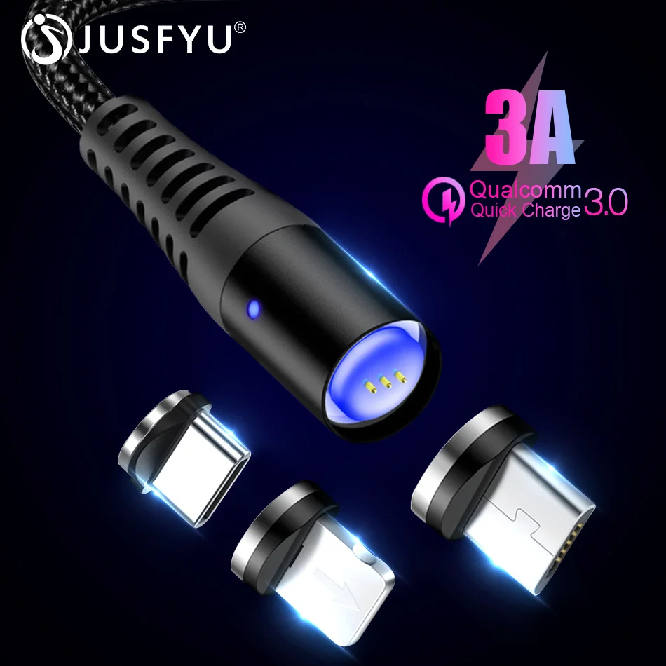 

3A Magnetic USB Cable Fast Charging USB Type C Cable Magnet Charger Data Charge Micro USB Cable Mobile Phone Cable USB Cord