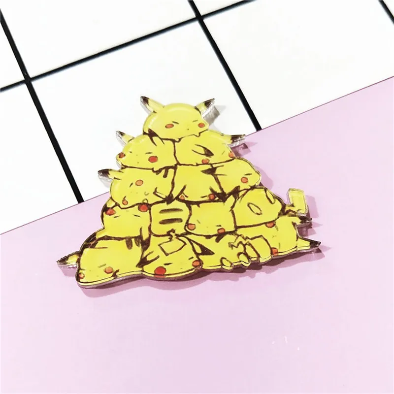 

1Pcs Cute Harajuku Stacked Animal Pikachu Acrylic Brooch Clothes Badge Kids Backpack Accessories Icon Brooches Pins Gift