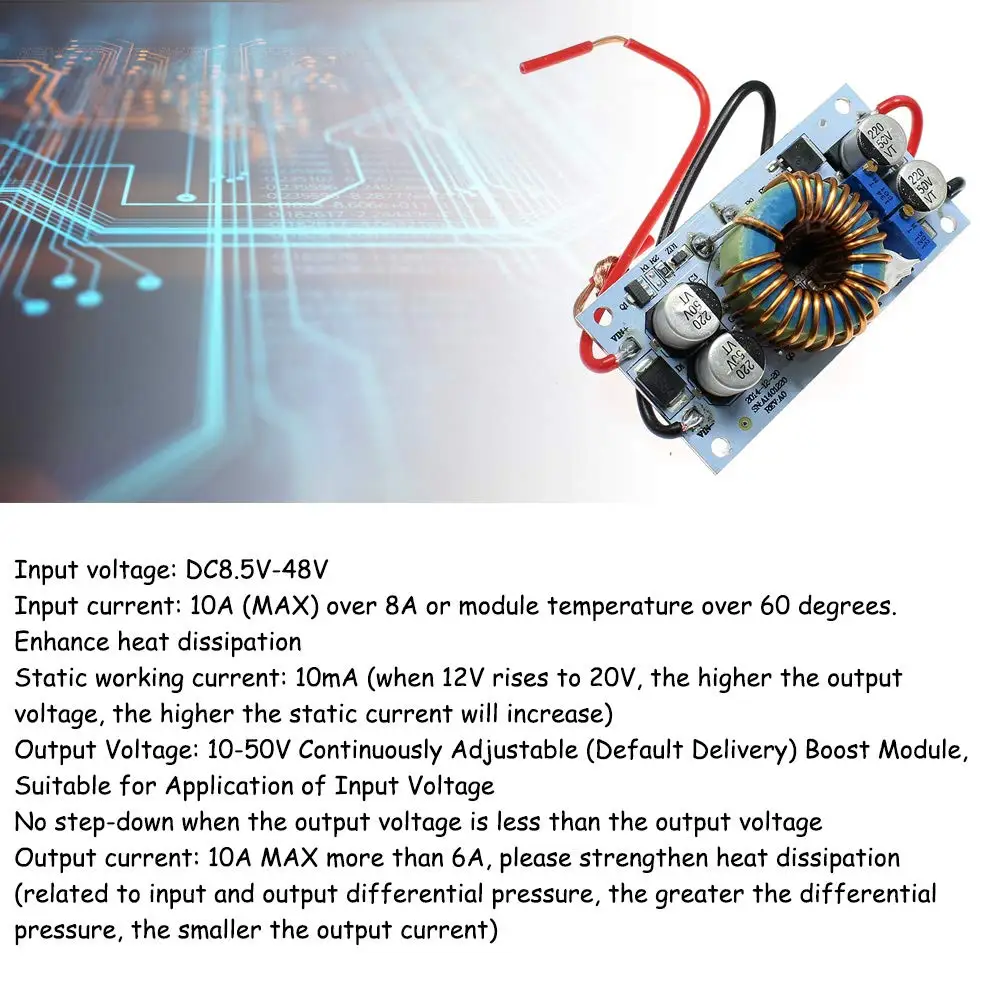 DC-DC, 250 Вт, 10-50 в, 10 А, неизолированный Повышающий Модуль, Регулируемый повышающий преобразователь, постоянное напряжение, ток, светодиодный повышающий драйвер